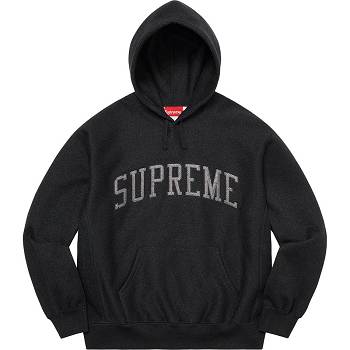 Black Supreme Glitter Arc Hooded Sweatshirts | AU308PQ