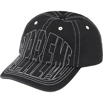 Black Supreme Visor Stitch 6-Panel Hats | AU132HK