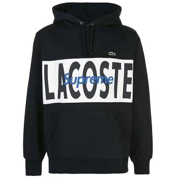 Black Supreme X Lacoste Logo Panel Hoodie | AU505NB