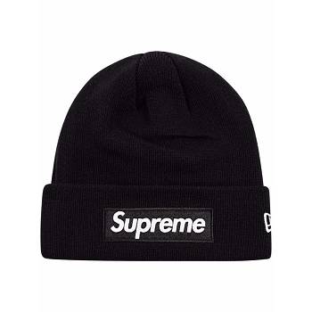 Black Supreme x New Era Box Logo Beanie Hats | AU114BC