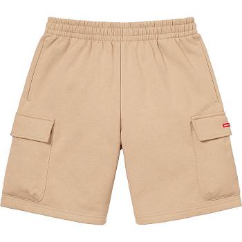 Brown Supreme Small Box Baggy Cargo Sweat Shorts | AU376MA