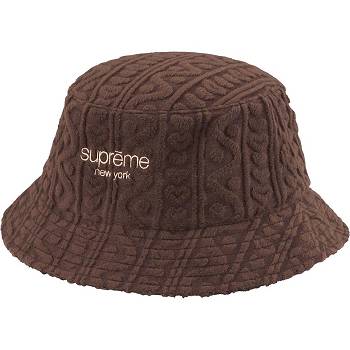Brown Supreme Terry Pattern Crusher Hats | AU151OR