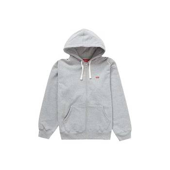 Grey Supreme Small Box Drawcord Zip Up Hooded Sweatshirts | AU269VD