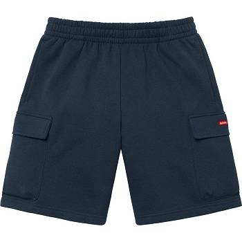 Navy Supreme Small Box Baggy Cargo Sweat Shorts | AU381TV