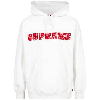 White Supreme Lace Detail Logo Hoodie | AU523JJ